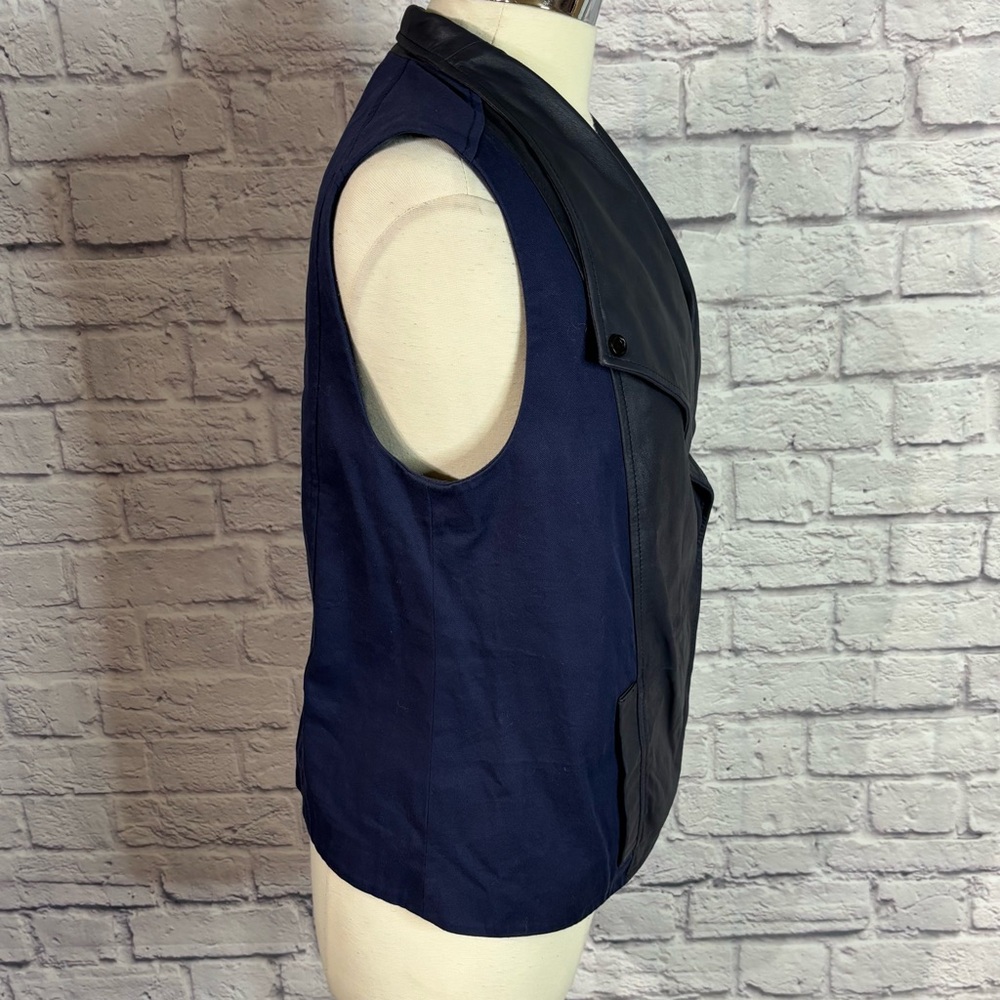 Vince Navy Goat Leather Asymmetrical Vest Cobalt Stretch Women’s L - Picture 8 of 10